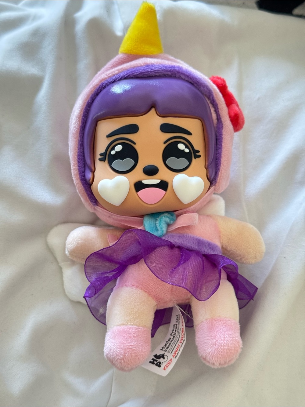 Plush Fantasy Doll in Pink and Purple - Cute Heart Cheek Character